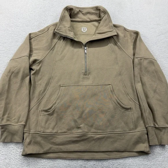 Lululemon Scuba Oversized Half-Zip Funnel Neck Tan Khaki M/L Sweatshirt - Picture 1 of 8